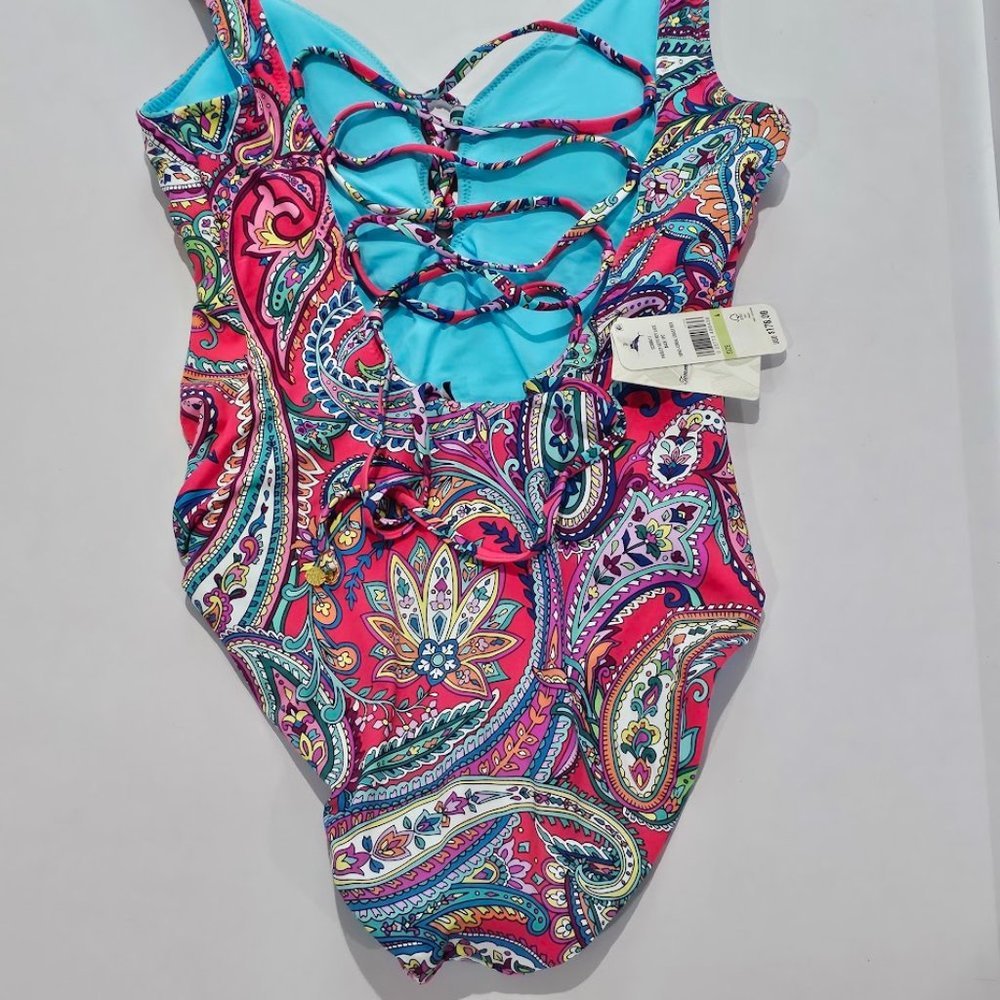 Tommy Bahama Reversible Lace-up One-Piece Swimsuit Size 4 - Picture 7 of 12